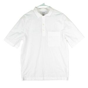 COS Woven-Jersey Mix Women's Blouse Shirt Relaxed Fit 1/4 Button Sz Medium White